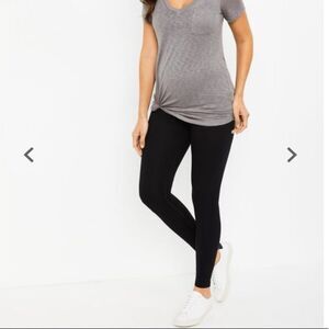 Maternity Leggings Black French Terry Size XS‎ Full Length Thick!